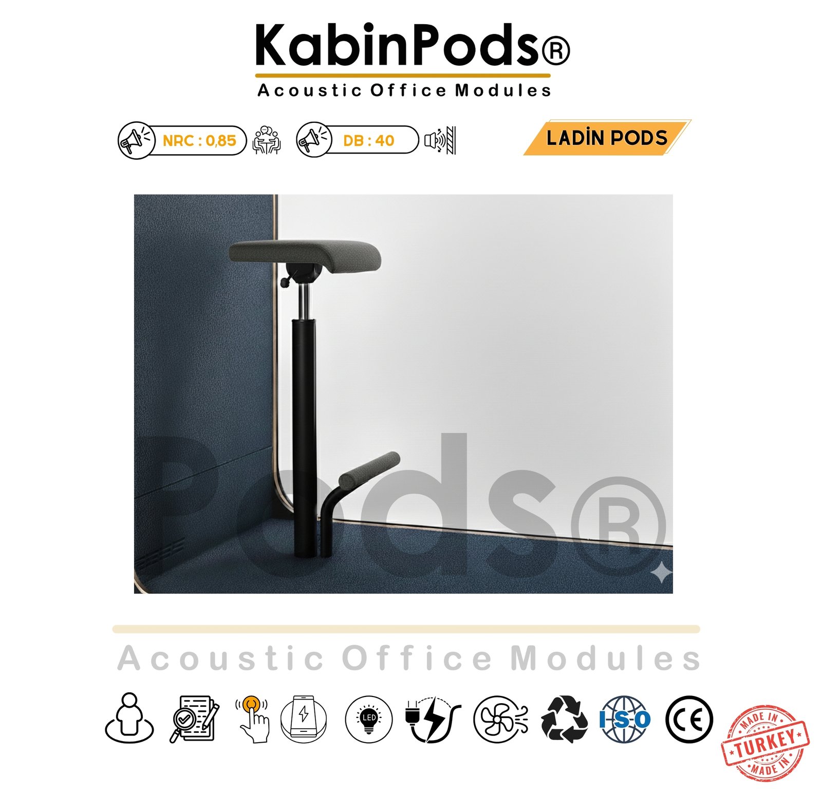 Telefon Kabini İç Donanım - Ergonomik Koltuk ve Çalışma Alanı